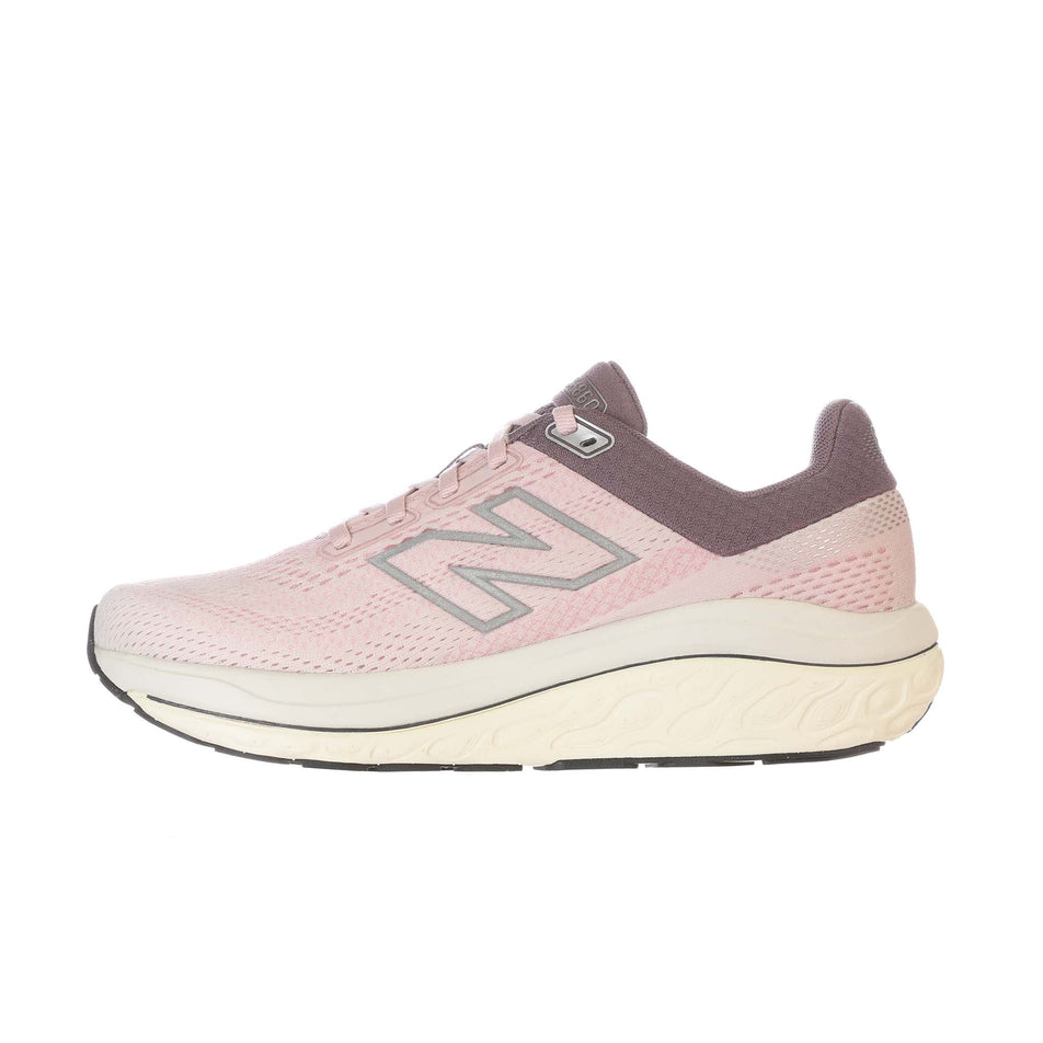 Medial view of the right shoe from a pair of New Balance Women's Fresh Foam X 860 V14 Running Shoes in the Rose Sugar colourway. (8569882443938)