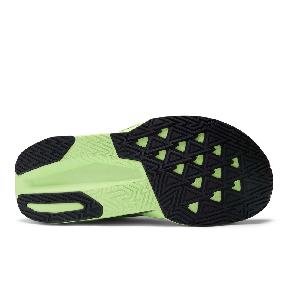 The outsole of the right shoe from a pair of New Balance Women's Fuelcell Rebel V5 Running Shoes in the Lab Green colourway. (8722046779554)