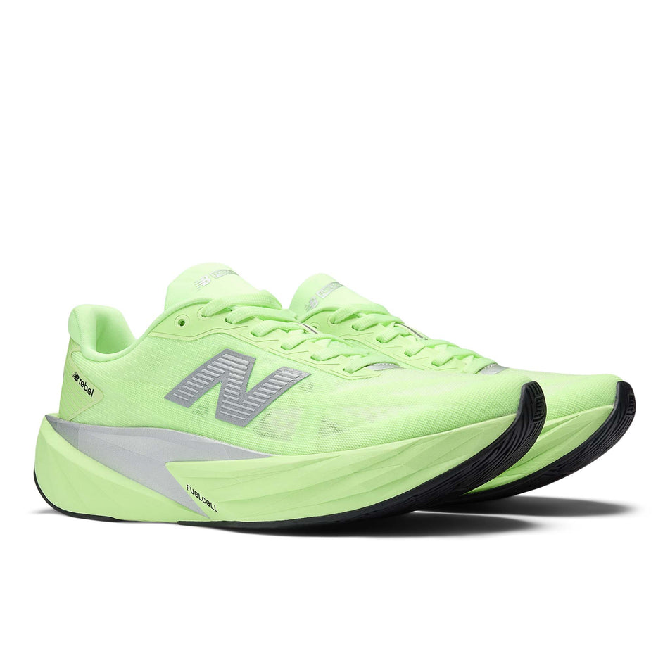 A pair of New Balance Women's Fuelcell Rebel V5 Running Shoes in the Lab Green colourway. (8722046779554)