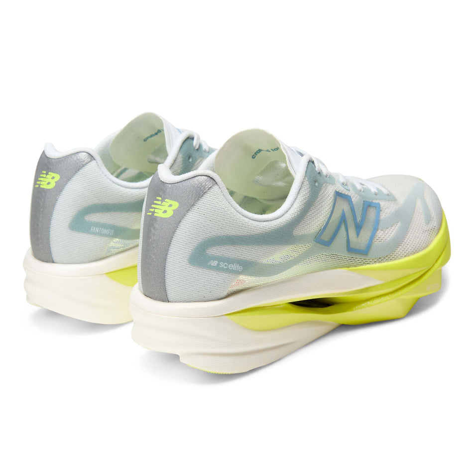 A pair of New Balance Women's FuelCell SuperComp Elite V6 Running Shoes in the Fresh Air/Alkaline Green colourway.