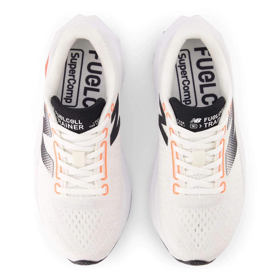 The uppers of a pair of New Balance Women's FuelCell SuperComp Trainer v3 Running Shoes in the Sea Salt colourway. (8713150431394)