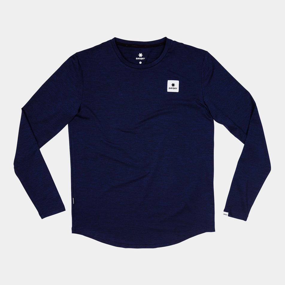 Front view of the SAYSKY Men's Clean Pace Long Sleeve in the Blue colourway. (8731613823138)