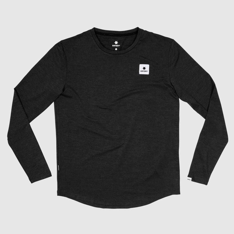 Front view of the SAYSKY Men's Clean Pace Long Sleeve in the Black colourway. (8601315442850)
