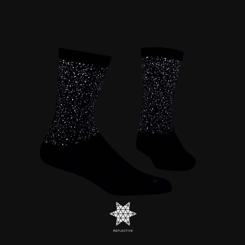 The reflective pattern on the SAYSKY Unisex Combat Reflective High Socks in the Black colourway. (8788287291554)