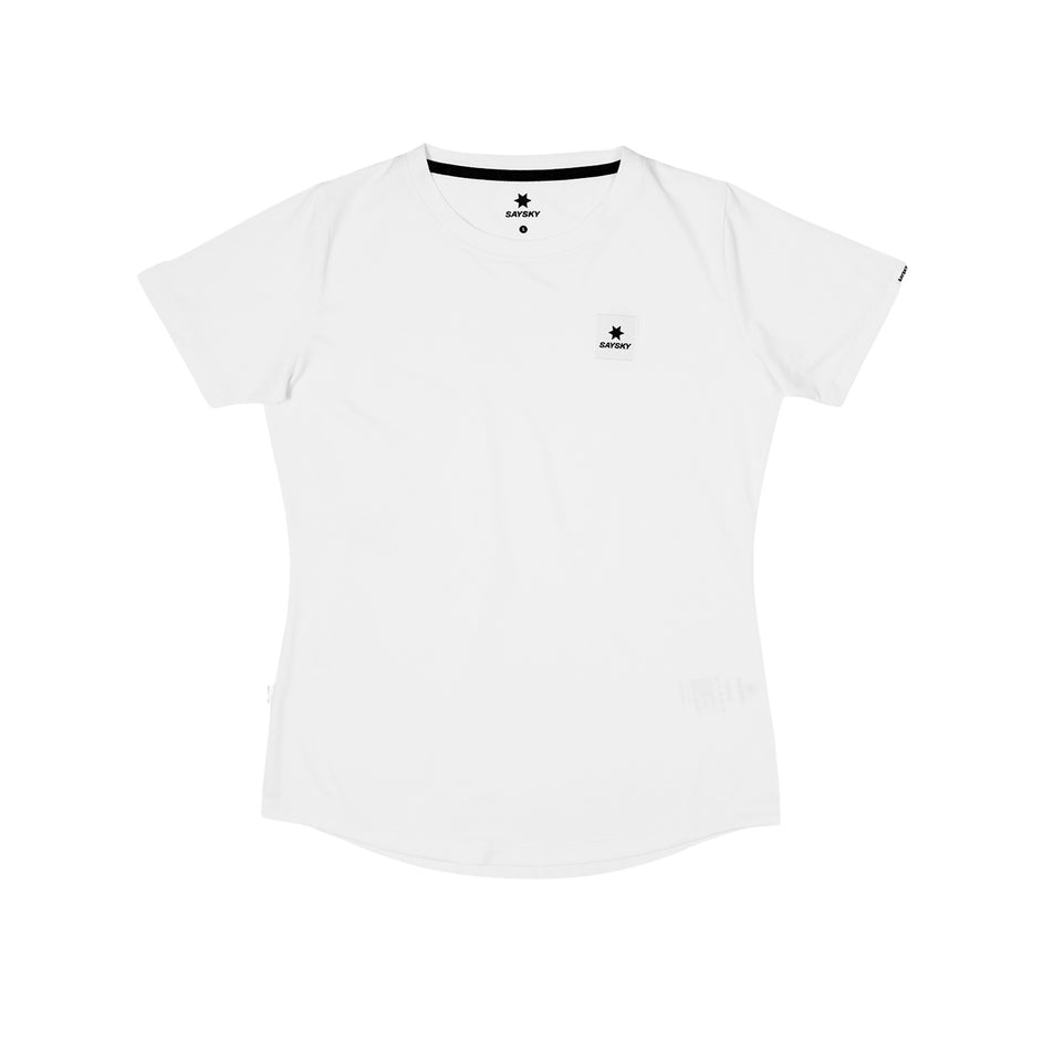 Front view of the SAYSKY Women's Clean Combat Pro T-Shirt in the White colourway. (8730994835618)