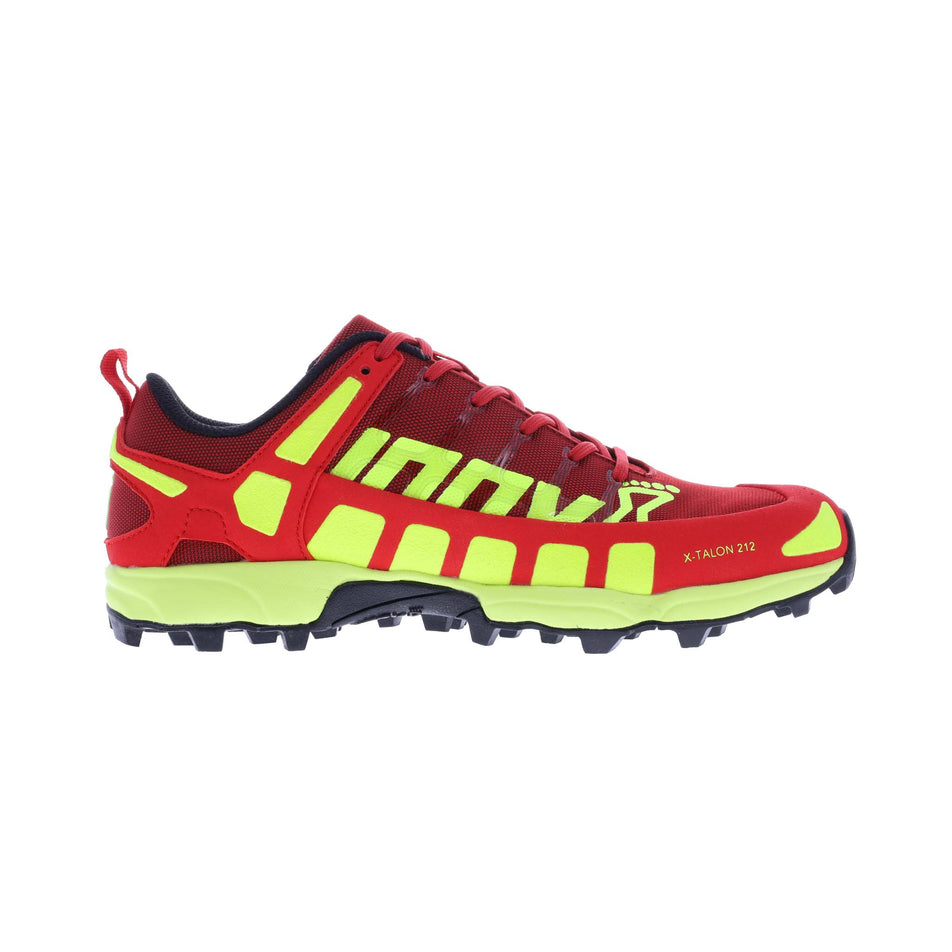 Right shoe lateral view of Inov-8 Men's X-Talon 212 v2 Running Shoes in red (7759983640738)