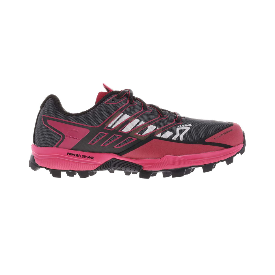 Lateral view of women's inov-8 x-talon ultra 260 v2 running shoes in pink (7606083551394)