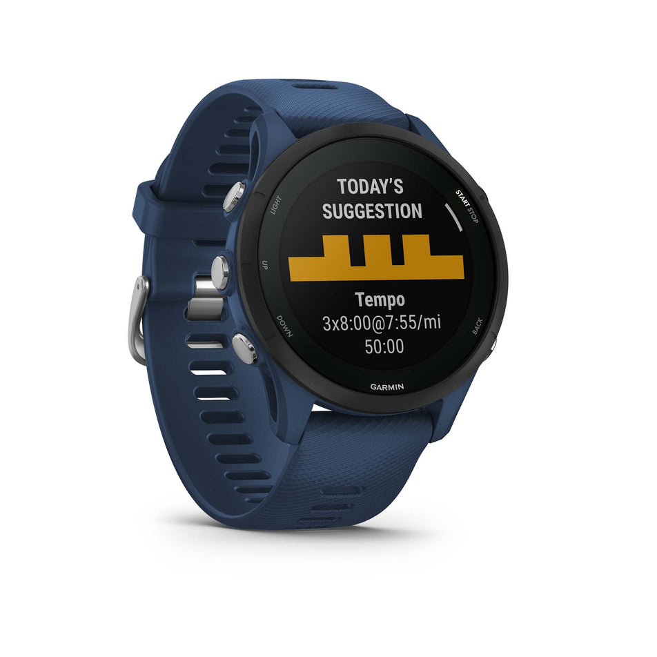Workout suggestions screen on Garmin Forerunner 255 Smartwatch in Tidal Blue (7528377680034)
