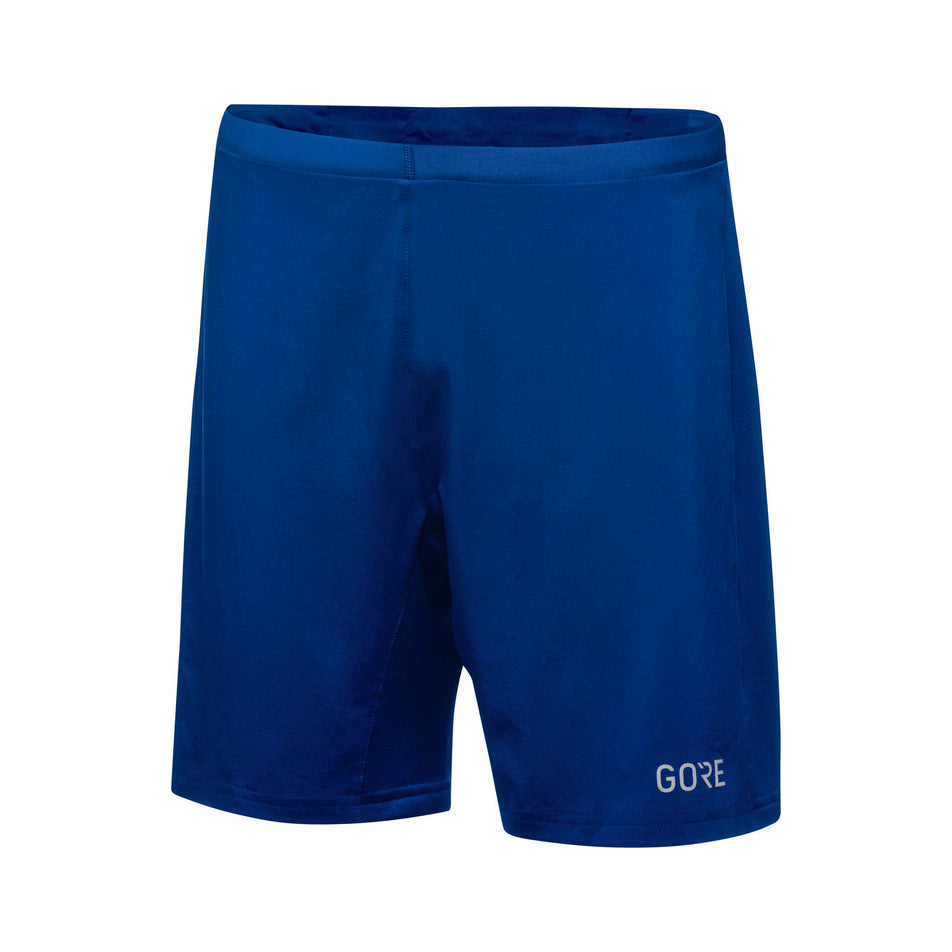 Front view of Gore Wear Men's R5 2in1 Running Shorts in blue. (7763450527906)