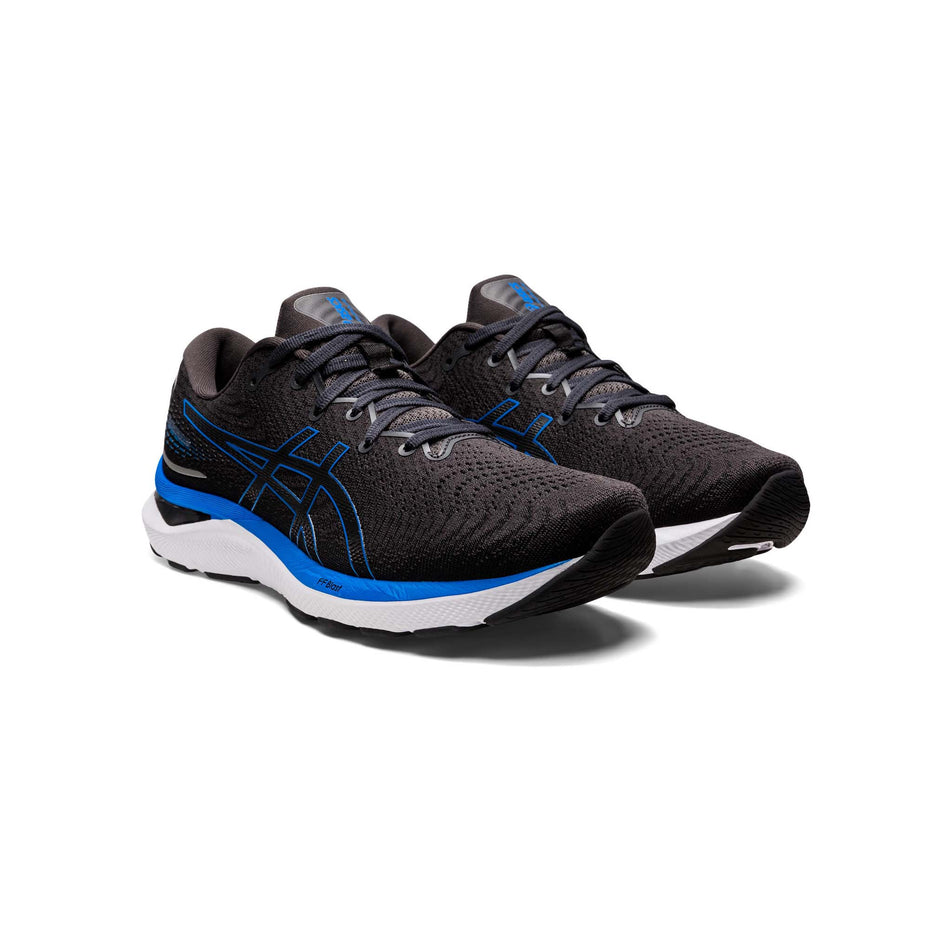 Anterior angled view of men's asics gel-cumulus 24 running shoes in black (7520585646242)