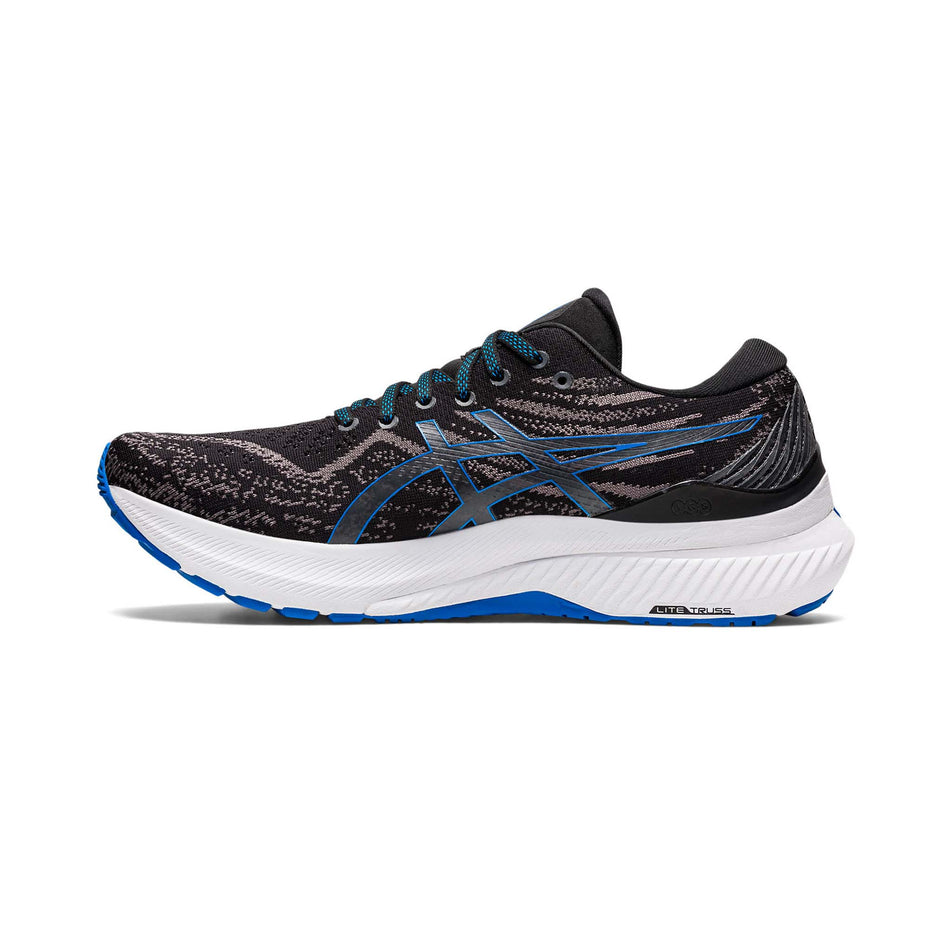 Medial view of men's asics gel-kayano 29 running shoes in black (7520572113058)