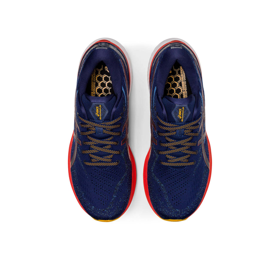 Upper view of men's asics gel-kayano 29 running shoes in blue (7520555434146)