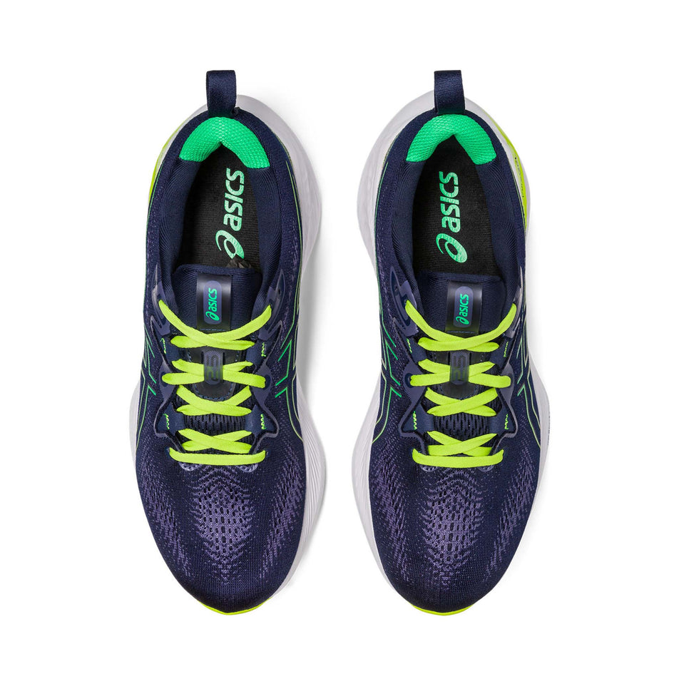 The uppers on a pair of Asics Men's Gel-Cumulus 25 Running Shoes in the Midnight/Cilantro colourway (7900866281634)