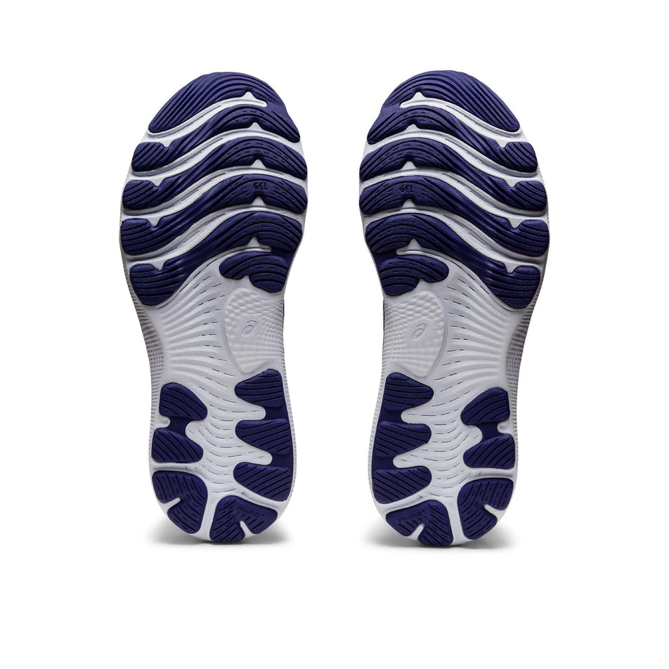 Outsole view of women's asics gel-nimbus 24 running shoes in purple (7520666976418)