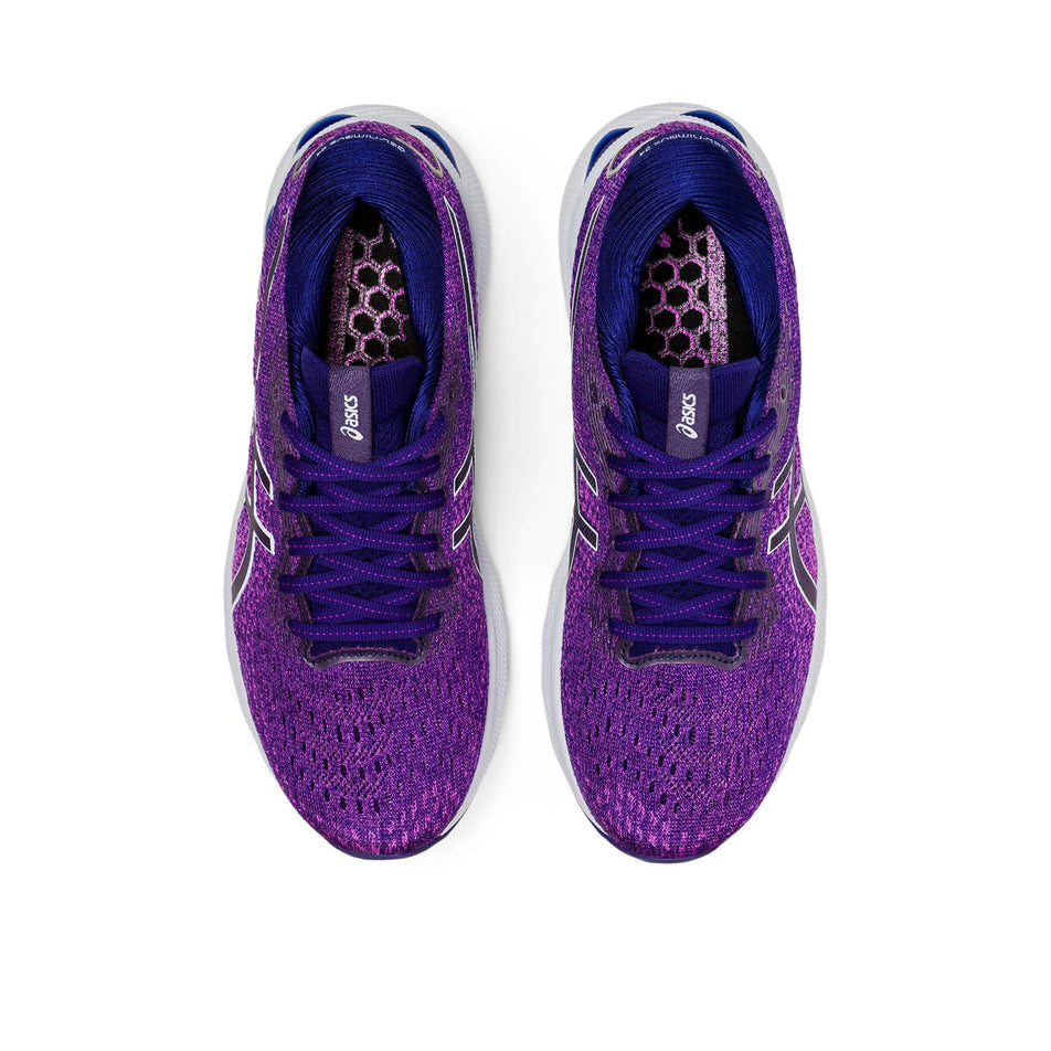 Upper view of women's asics gel-nimbus 24 running shoes in purple (7520666976418)