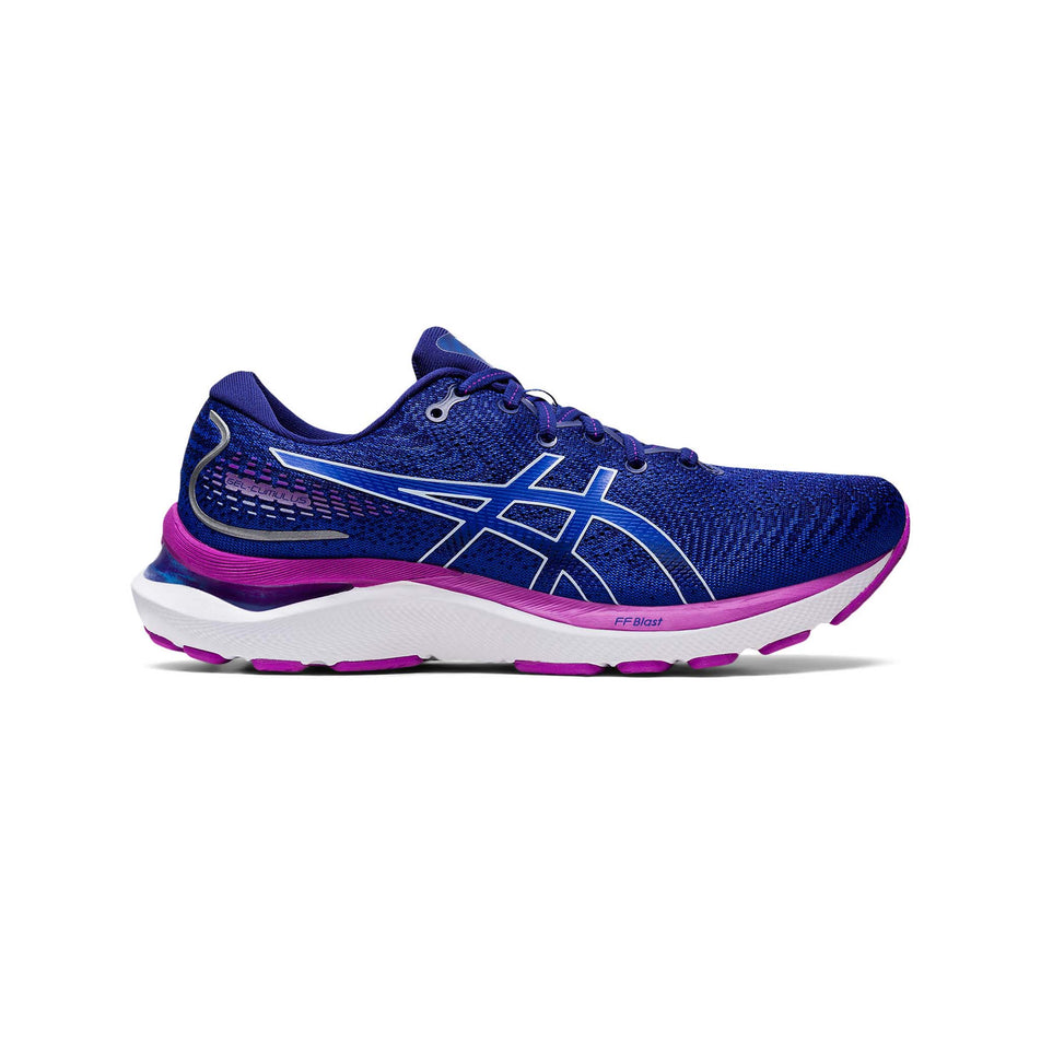 Lateral view of women's asics gel-cumulus 24 running shoes in blue (7520599539874)