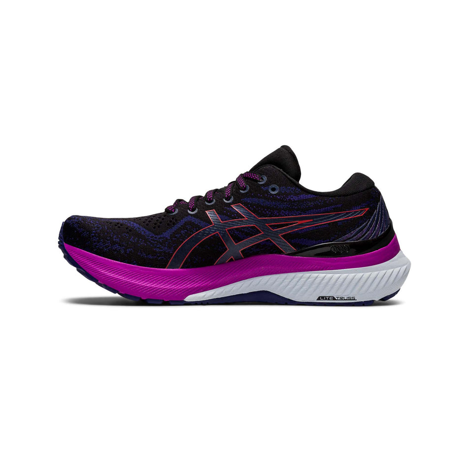 Medial view of women's asics gel-kayano 29 running shoes in black (7520591380642)