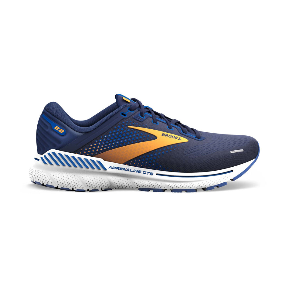 Right shoe lateral view of Brooks Men's Adrenaline GTS 22 2E Running Shoes in blue (7709831987362)