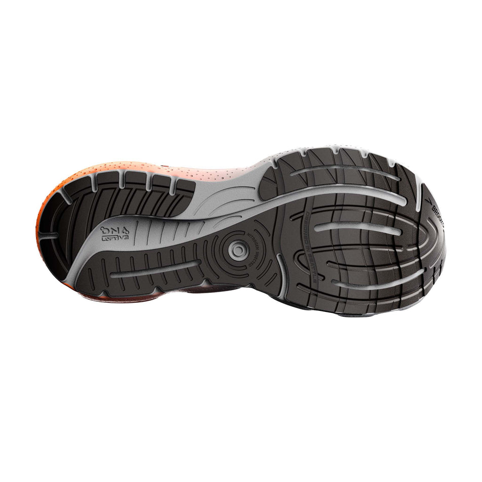 Right shoe outsole view of Brooks Men's Glycerin GTS 20 Running Shoes in black. (7725145194658)
