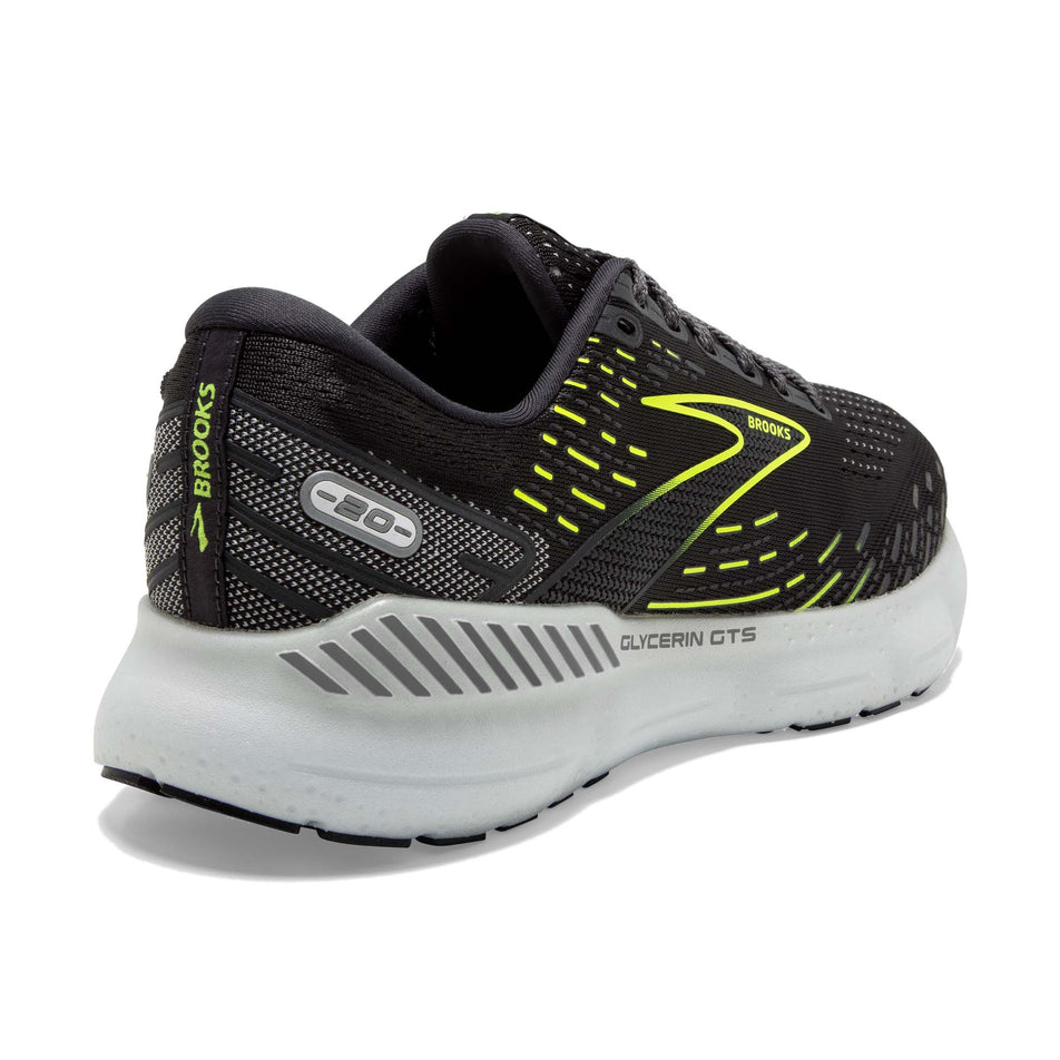 Posterior angled view of Brooks Men's Glycerin GTS 20 Running Shoes in black (7599126741154)