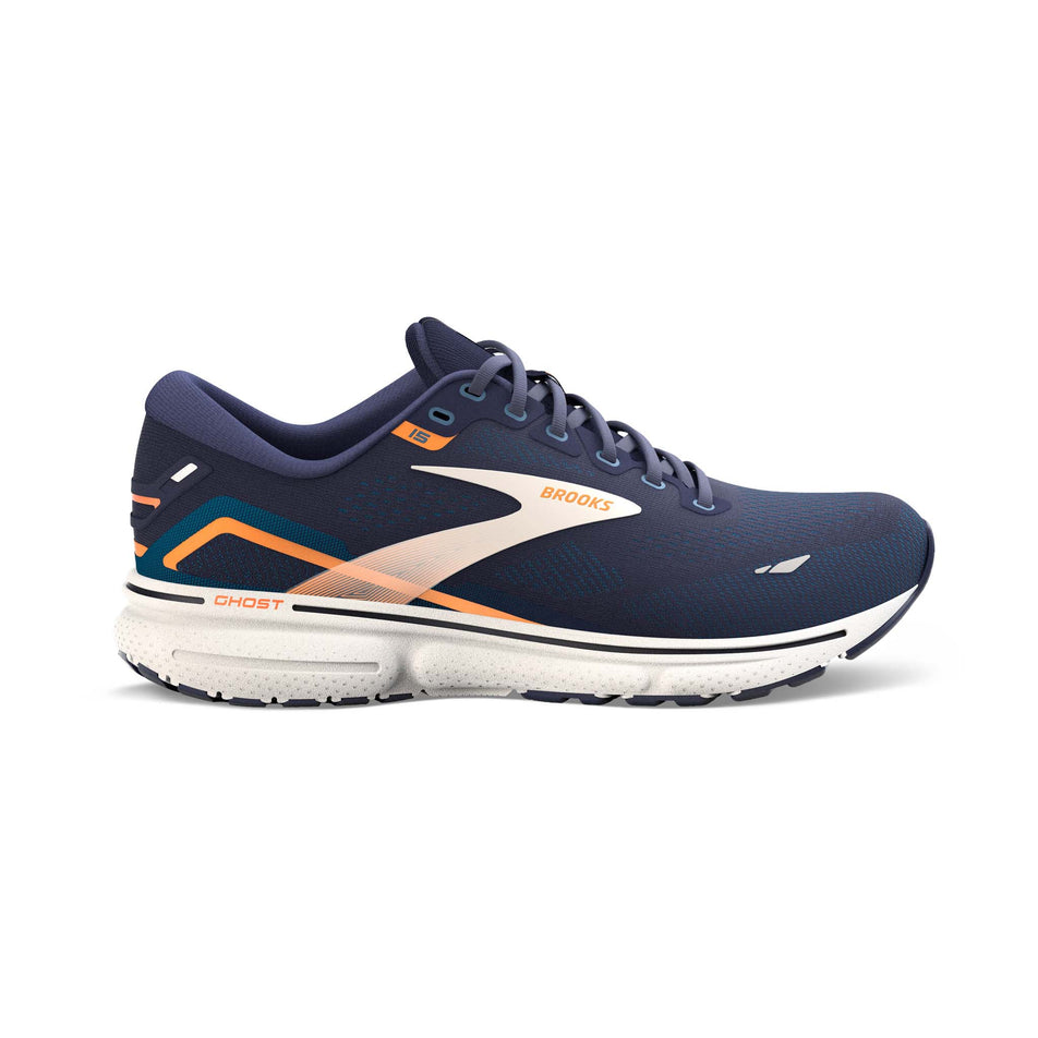 Right shoe lateral view of Brooks Men's Ghost 15 2E Running Shoes in blue (7705942163618)