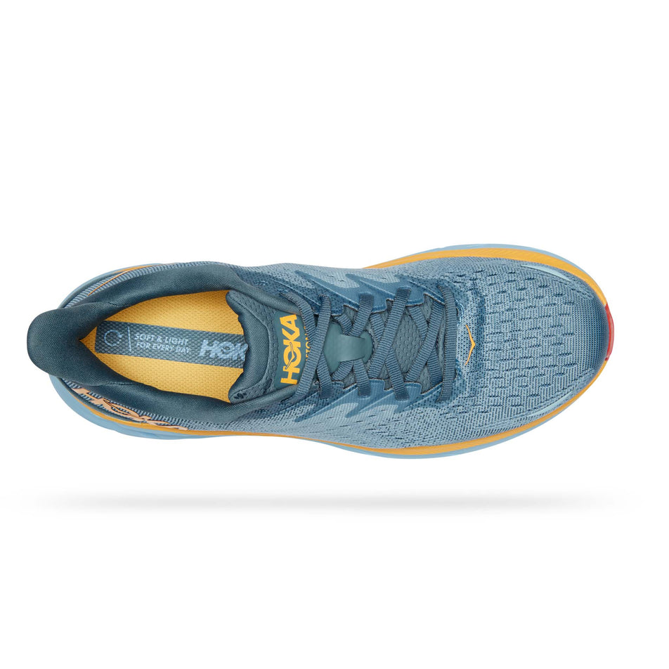 Upper view of men's hoka clifton 8 running shoes (7482839859362)
