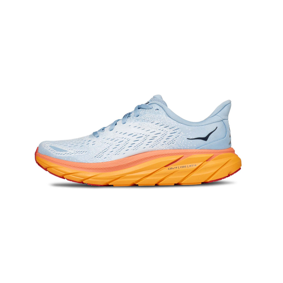 Medial view of women's hoka clifton 8 wide running shoes (7483016020130)