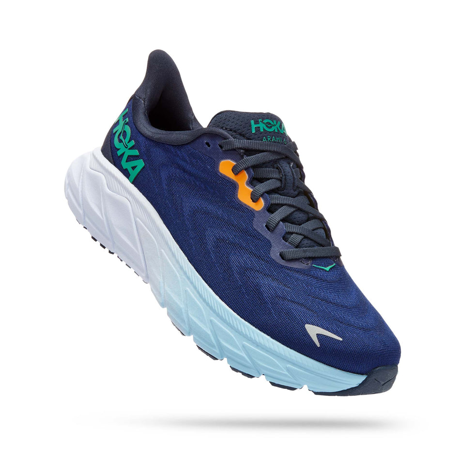 Anterior angled view of women's hoka arahi 6 running shoes (7483032502434)