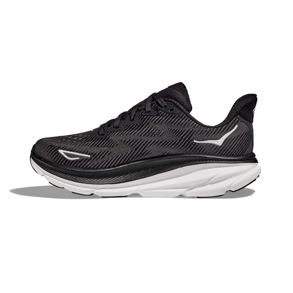 Medial side of the right shoe from a pair of men's Hoka Clifton 9 Wide Running Shoes (7725172719778)