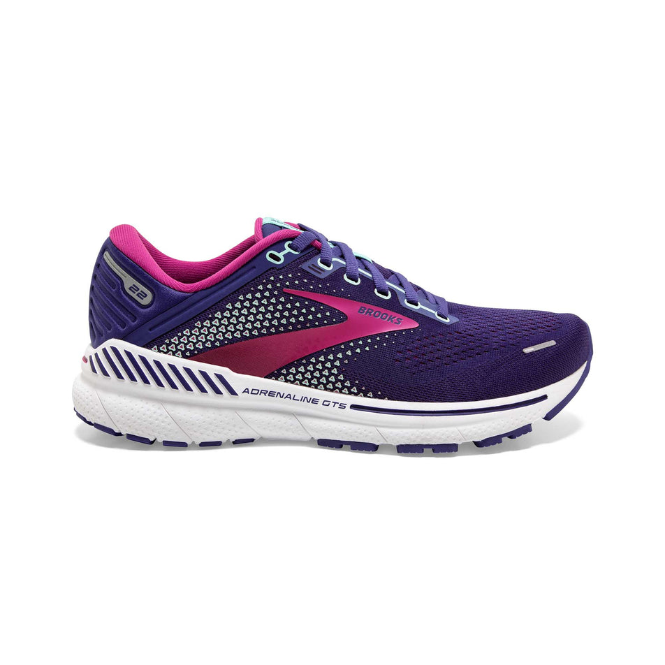 Lateral view of women's brooks adrenaline gts 22 running shoes (7230039818402)