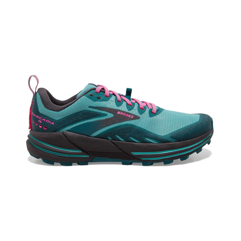 Lateral view of women's brooks cascadia 16 running shoes (7231648923810)