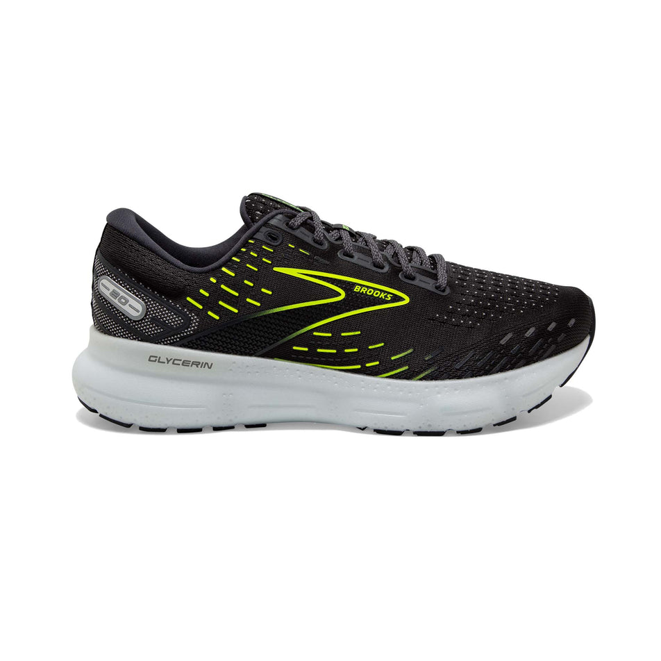 Lateral view of Brooks Women's Glycerin 20 Running Shoes in black (7599131787426)