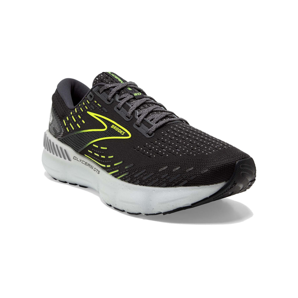 Anterior angled view of Brooks Women's Glycerin GTS 20 Running Shoes in black (7599132999842)