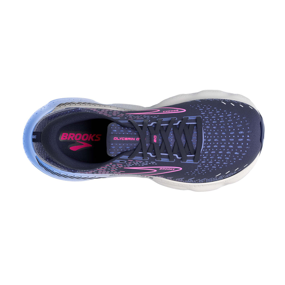 Right shoe upper view of Brooks Women's Glycerin GTS 20 Running Shoes in blue. (7725159284898)