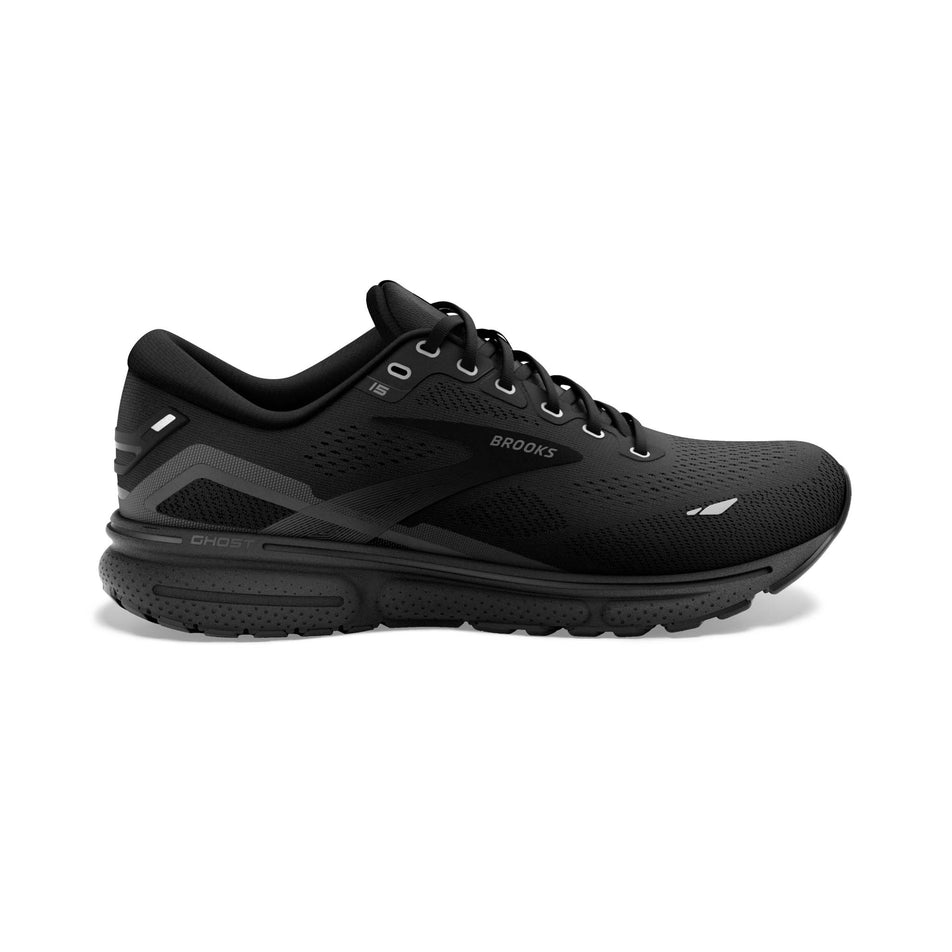 Right shoe lateral view of Brooks Women's Ghost 15 Running Shoes in black (7705939116194)