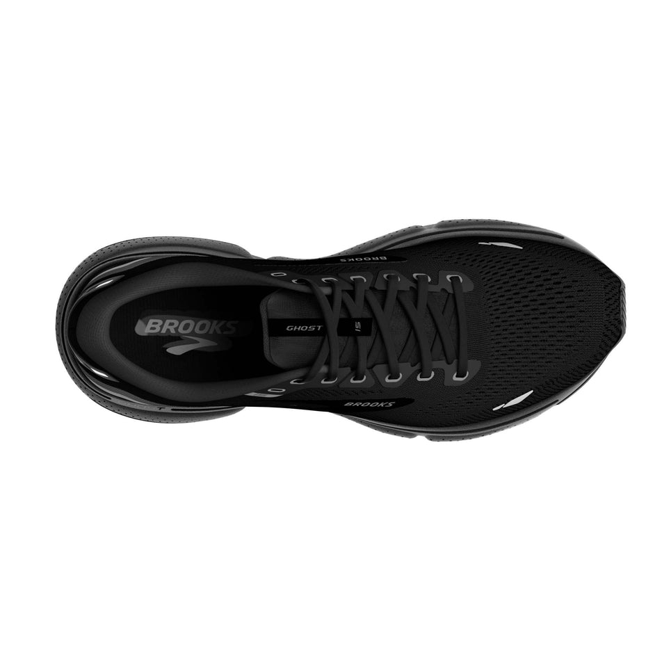 Right shoe upper view of Brooks Women's Ghost 15 Running Shoes in black (7705939116194)