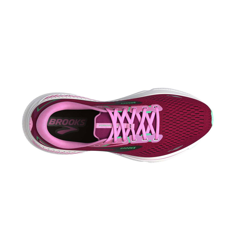 The upper of the right shoe from a pair of Brooks Women's Adrenaline GTS 23 Running Shoes in the Pink/Festival Fuchsia/Black colourway (7901115646114)