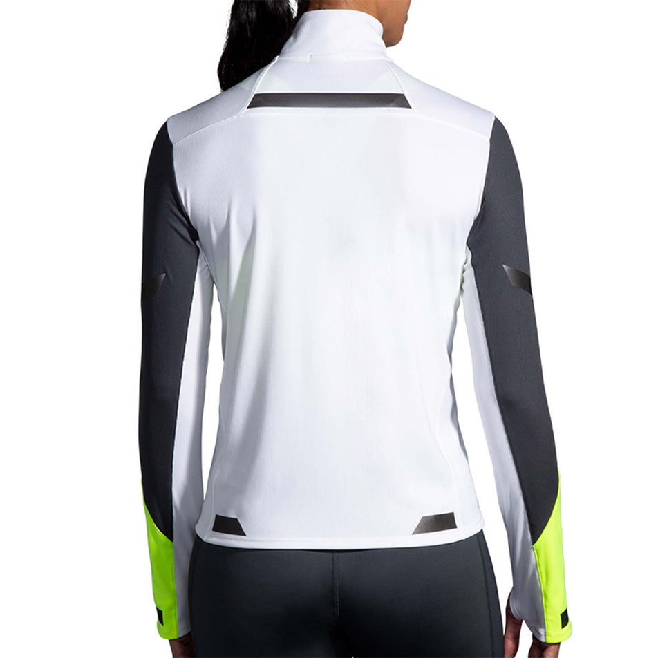 Back view of Brooks Women's Run Visible 1/2 Zip in white (7596658196642)