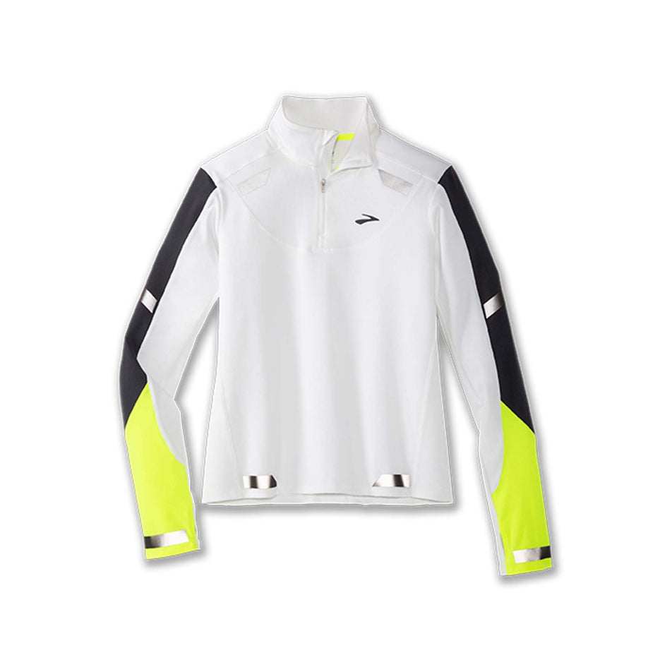 Front view of Brooks Women's Run Visible 1/2 Zip in white (7596658196642)