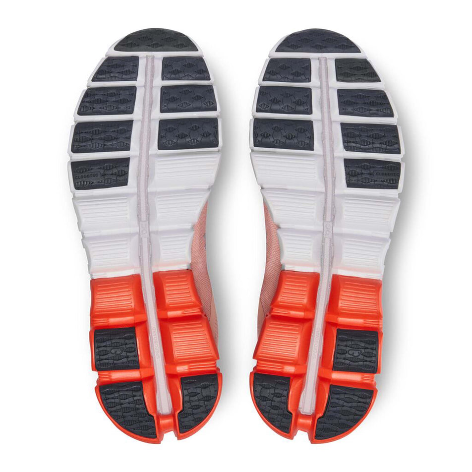 Outsole view of women's on cloudflow running shoes in pink (7525347557538)