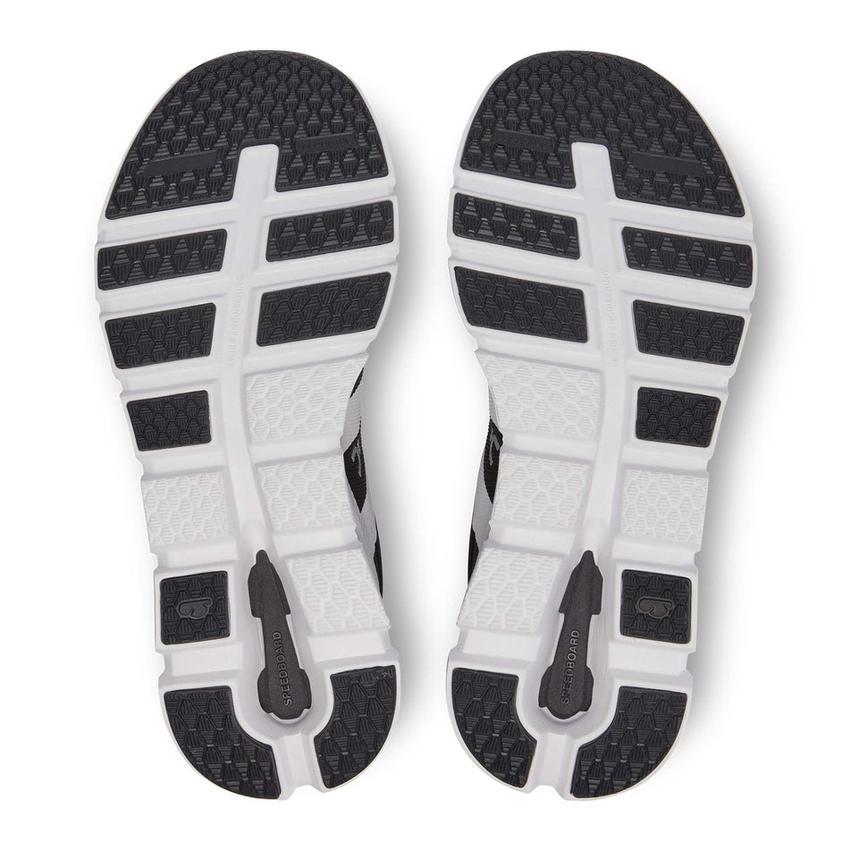 Pair outsole view of On Women's Cloudrunner Running Shoes in black (7525352407202)