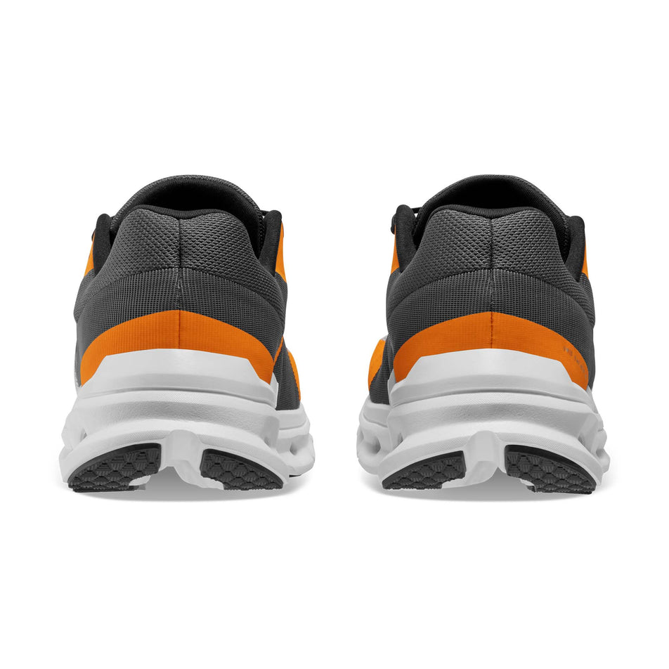 Pair posterior view of On Men's Cloudrunner Running Shoes in grey (7525333237922)