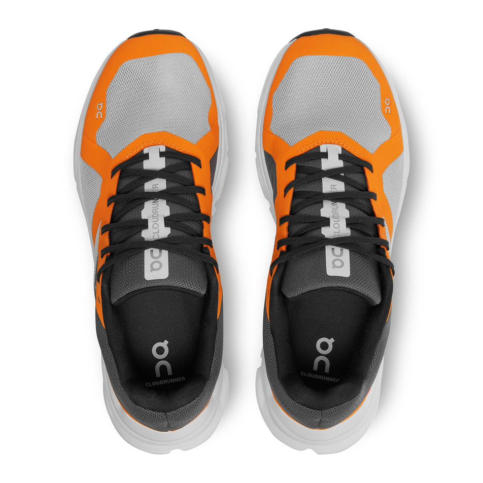 Pair upper view of On Men's Cloudrunner Running Shoes in grey (7525333237922)