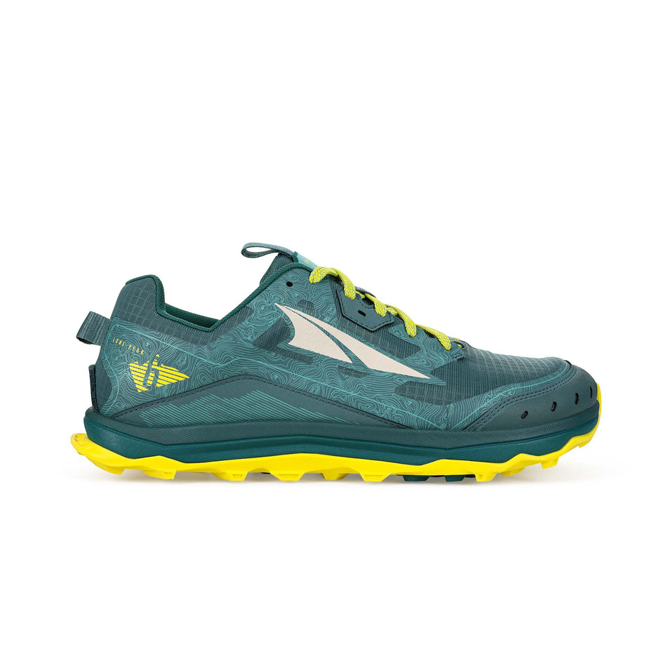 Lateral view of men's altra lone peak 6 running shoes in blue (7520519127202)