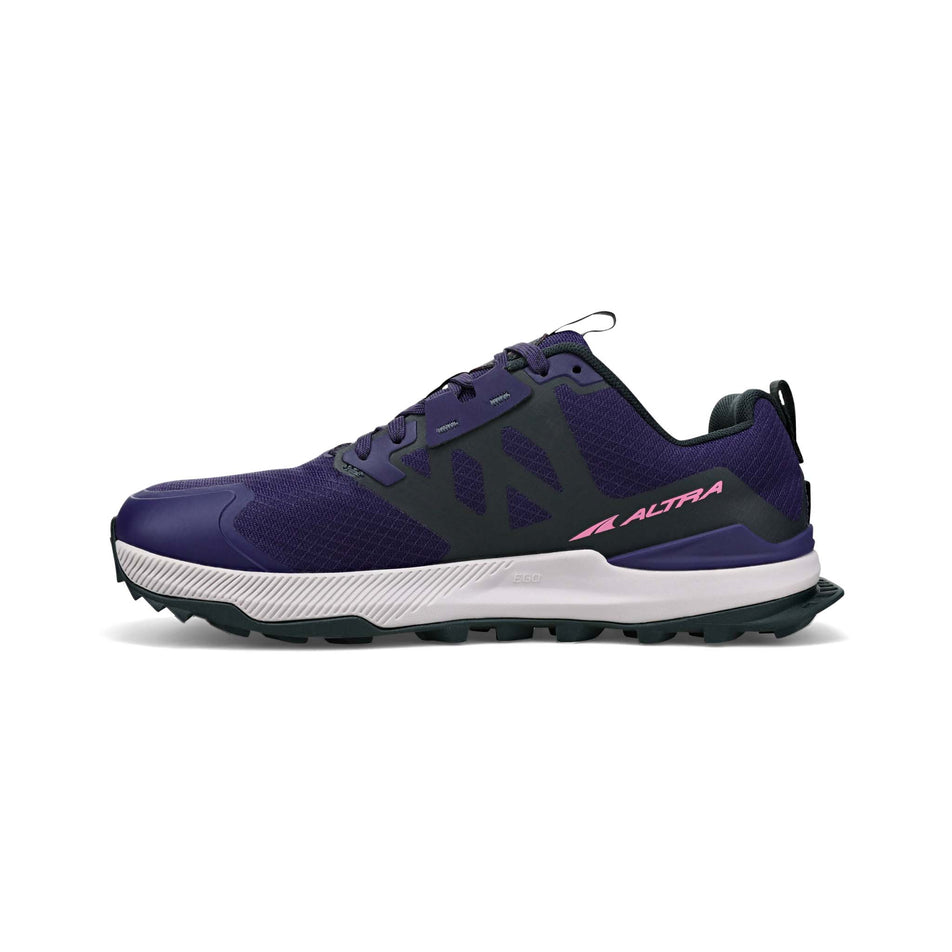 Right shoe medial view of Altra Women's Lone Peak 7 Running Shoes in purple. (7710989910178)