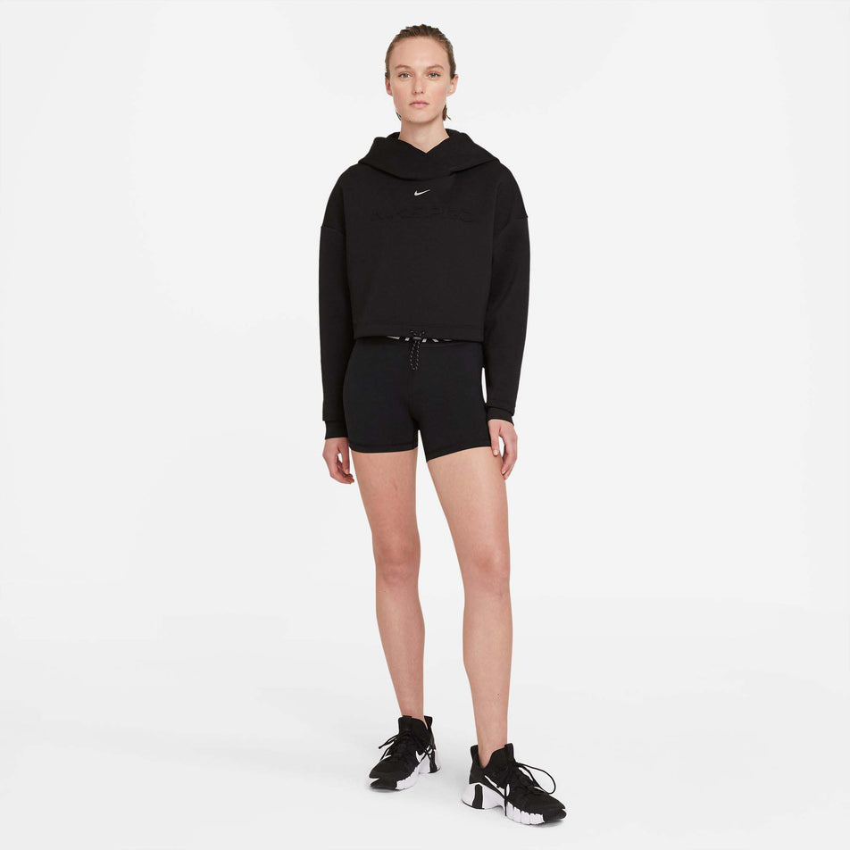 Front model view of Nike Women's NP 365 Short 5 Inch in black. (7729545478306)