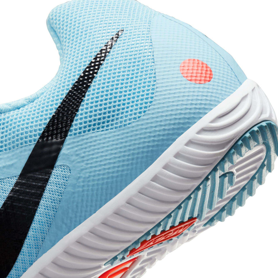 Lateral side of the heel counter on the left shoe from a pair of Nike Unisex Zoom Rival Track & Field Multi-Event Spikes (7875569156258)