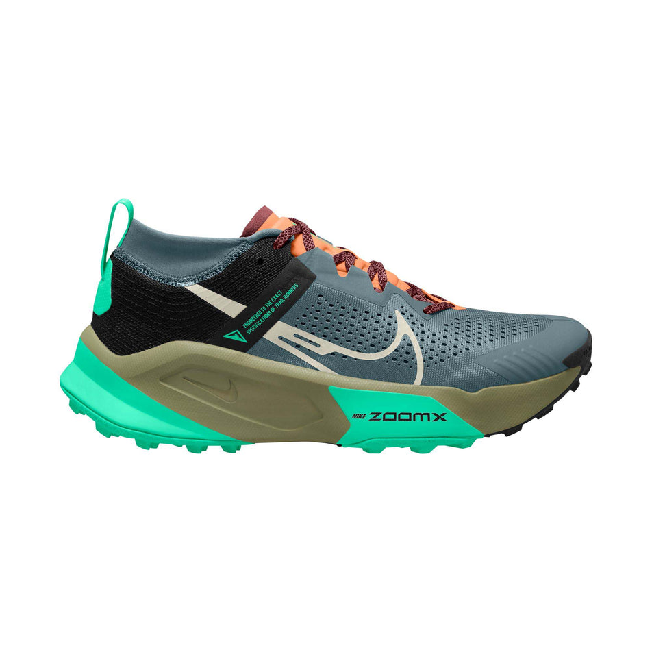 Right shoe lateral view of Nike Men's ZoomX Zegama Trail Running Shoes in grey (7671200219298)