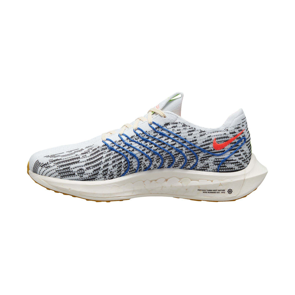 Medial view of men's nike pegasus turbo next nature running shoes in white (7527222575266)