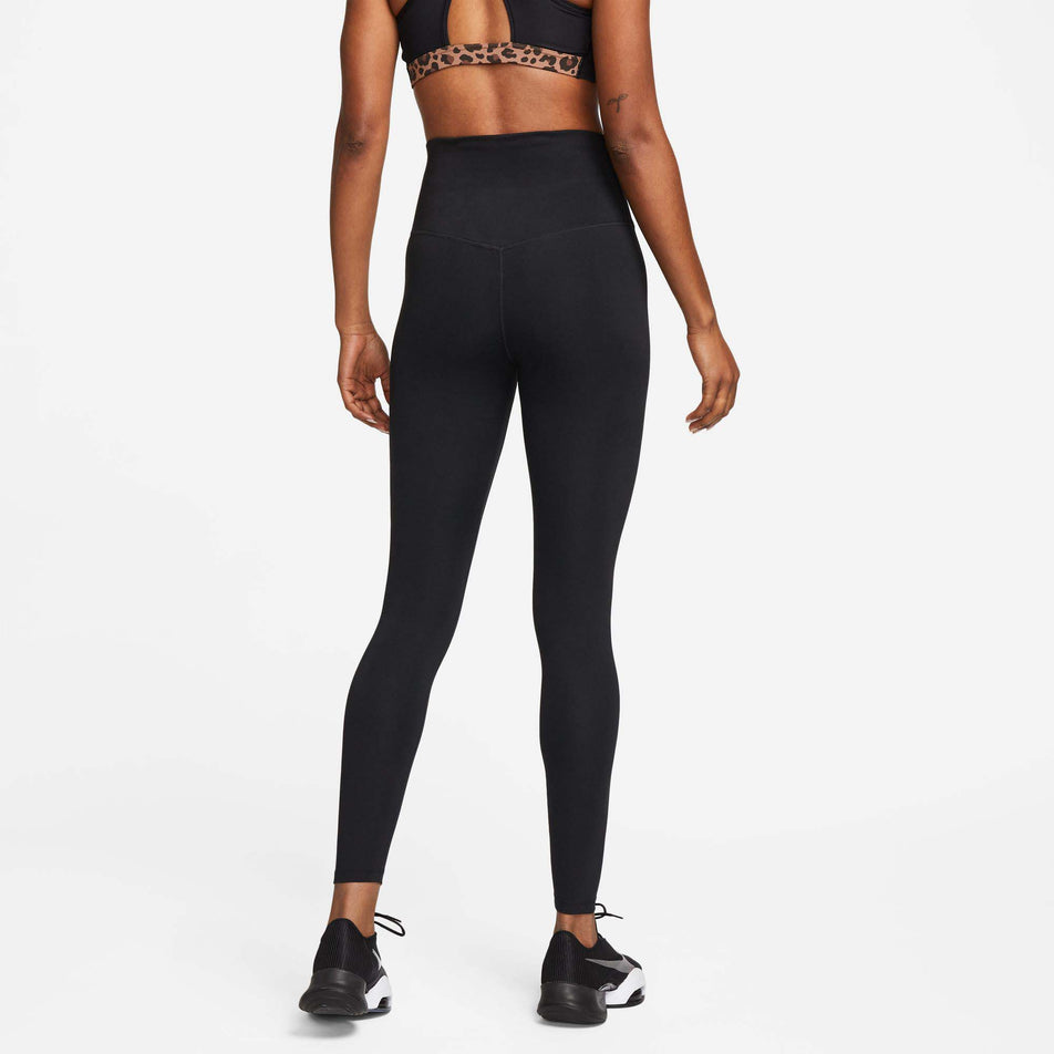 Rear view of Nike Women's One DF HR Running Tight in black. (7729569136802)